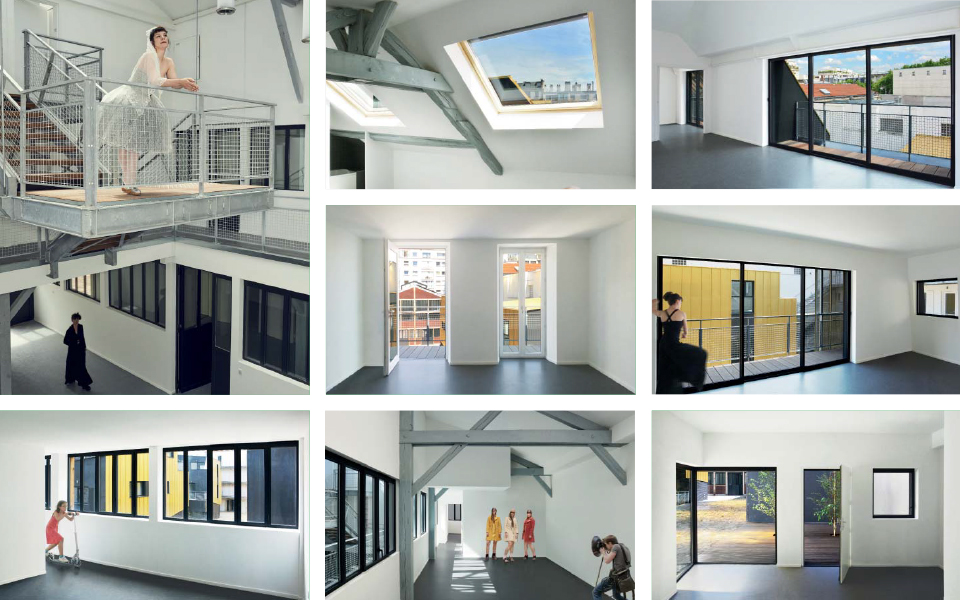 intérieurs contemporains de logemnts sociaux et ateliers d'artistes à Paris XVIII