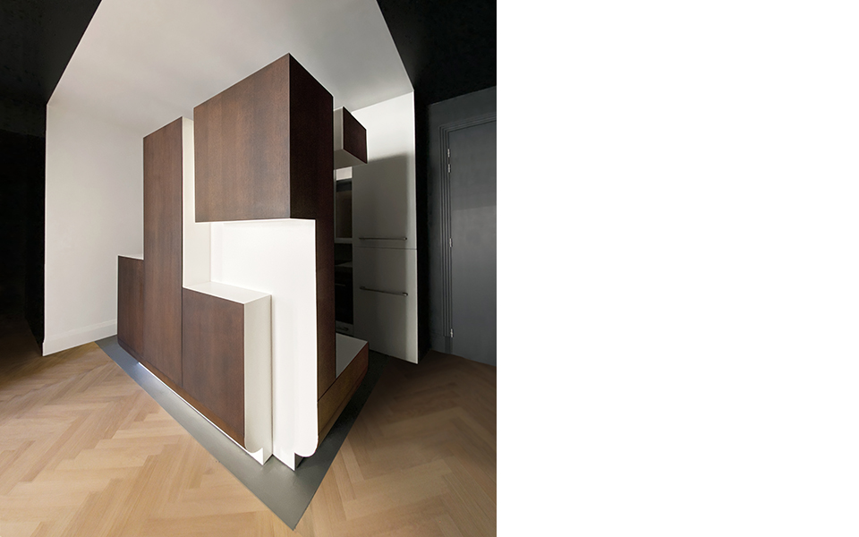 Mobiliers sculptés, Paris 16 | ilot de cuisine design sur-mesure